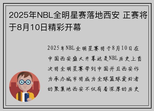 2025年NBL全明星赛落地西安 正赛将于8月10日精彩开幕